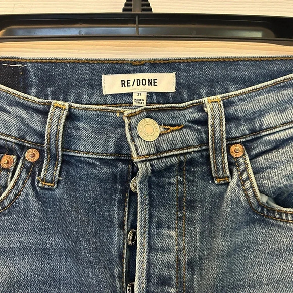 ! Re/Done '70s Ultra High Waist Stove Pipe Jeans in Worn Blue Size 27 - Picture 4 of 9